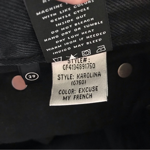 GRLFRND High Rise Chewed Hem Karolina Jeans in Excuse My French Sz 29 Button Fly - Picture 15 of 16